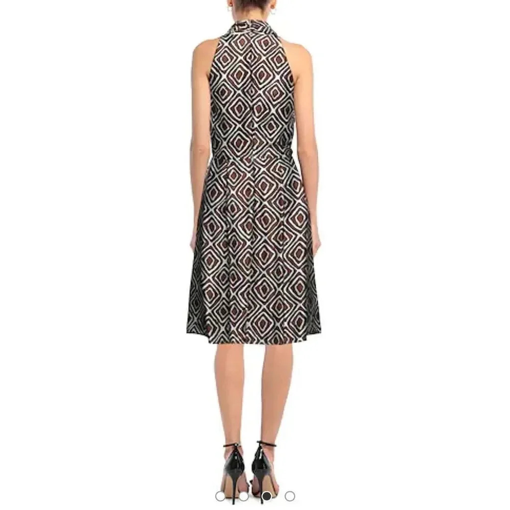 Eleventy Black and White Geometric Midi Dress - Picture 2 of 8